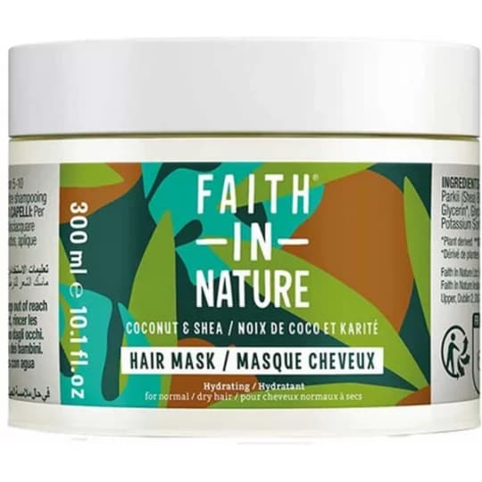 Faith In Nature Masque Cheveux Noix de Coco Karité Cheveux Normaux à Secs 300 ml
