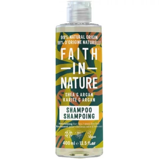 Faith In Nature Shampoing au Karité et Argan pour Cheveux Secs à Très Secs 400 ml